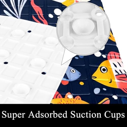 Bathtub Mat Non Slip 26.8x15.1 Inch, Underwater Fish Pattern Shower Mat - Image 3