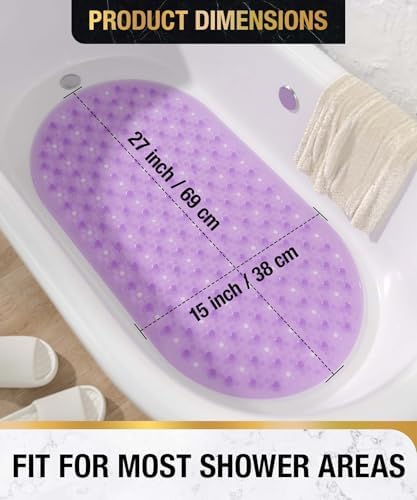 HITSLAM Oval Bathtub Mat Non Slip, 27x15 Inch Bubble Bath Tub Mat - Image 4
