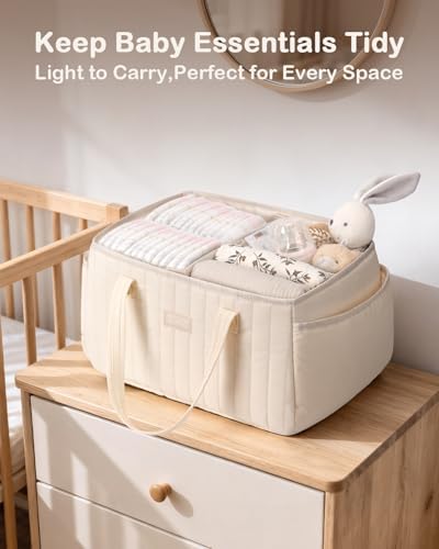 Baby Diaper Caddy Organizer for Wipes, Diapers Storage Basket - Image 4