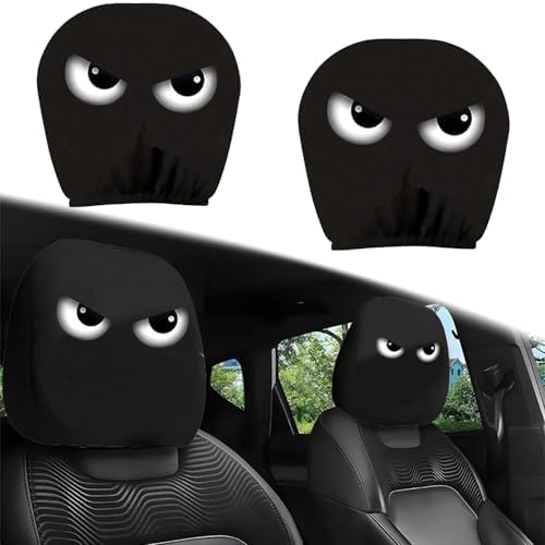 2PCS Funny Cartoon Car Headrest Covers, Cute Funny Cartoon Eyes Car Seat Head by SSFUN