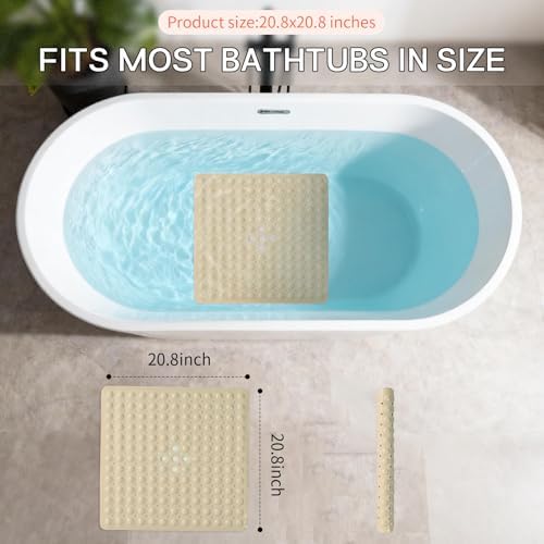 Anti-Slip Bathtub Shower Mat 21×21 Inch Opaque Khaki - Image 3