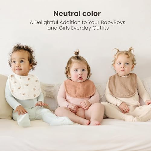 Konssy 8-Pack Muslin Baby Bibs, Adjustable Fit - Image 2