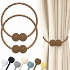Hion Magnetic Curtain Tiebacks Dark Brown 2pcs, Curtain Holdbacks Hooks by Hion