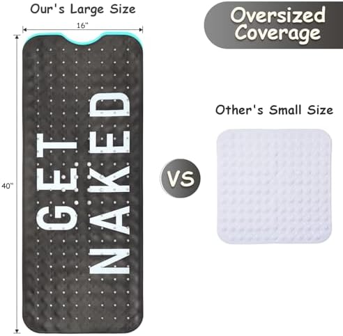 Bathtub Mat Non Slip, Get Naked Extra Long Bath tub Mat Shower Floor Mat - Image 2