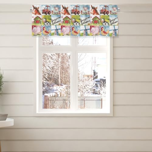 Unisex Farm Animals Cows Chicken Horse Sheep Pigs Nursery Short Curtain Valance - Image 4