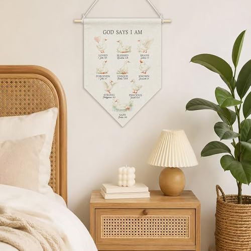 KYTWSFWS Christian God Says I Am Goose Wall Art Pennant Flag, Goose Nursery - Image 2