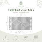 Lemontree Light Gray Boho Bath Mat, Non-Slip Cotton Bathroom Rug, 2x3 ft - Image 2