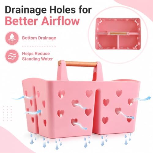 Pink Portable Shower Caddy, Plastic Basket Organizer - Image 3