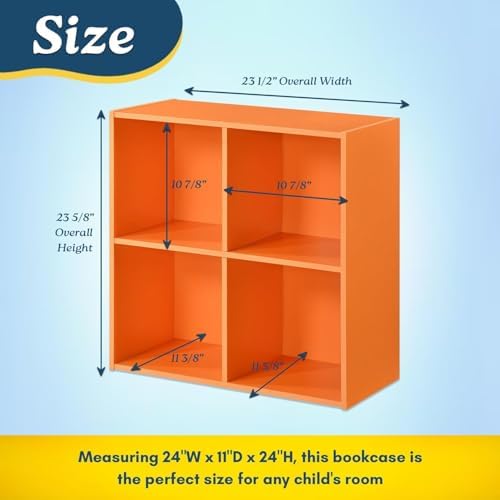 KB Designs - Orange 4 Cube Storage Organizer Book Shelf, Toy Storage Organizer - Image 2