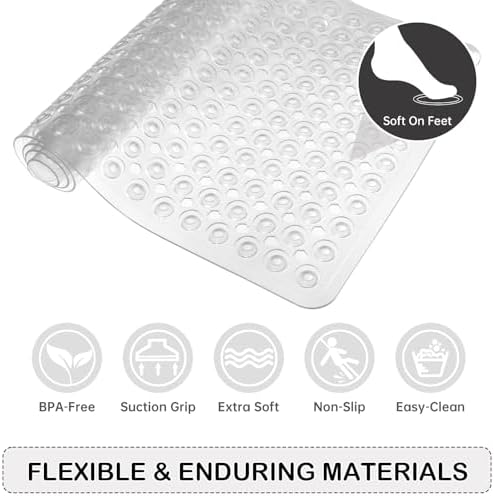 Non-Slip Bathtub and Shower Mats, Power Grip Bath Mat 35 x 16.3 Inch - Image 5