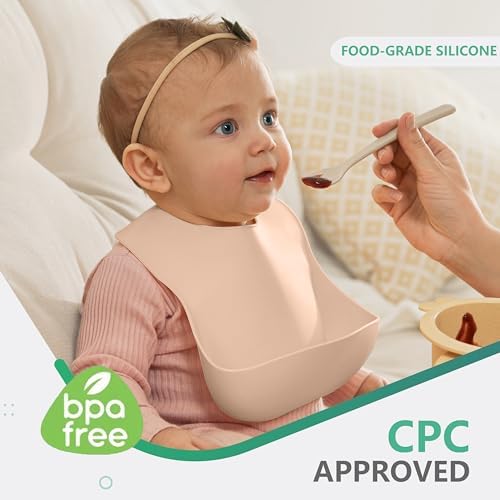 Cuddle Campus Set of 3 Silicone Bibs, Soft Adjustable Bibs - Image 2