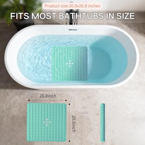 Anti-Slip Bathtub Shower Mat 21×21 Inch Turquoise Green - Image 3