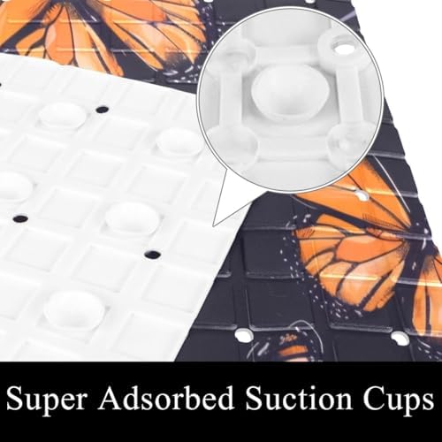 Shower Mat Non Slip 26.8 x 15.1 Inches, Butterflies Bathtub Mat Shower Stall - Image 3
