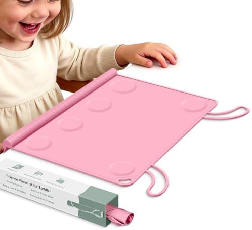 Silicone Placemat for Babygirls Eating-Out: Wipe Clean & Roll up for Outdoor by DZDOV