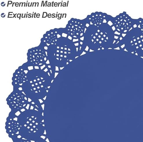 MCEAST 100 Pack Round Blue Paper Doilies 13.5 Inches Lace Place Mats Rustic - Image 3