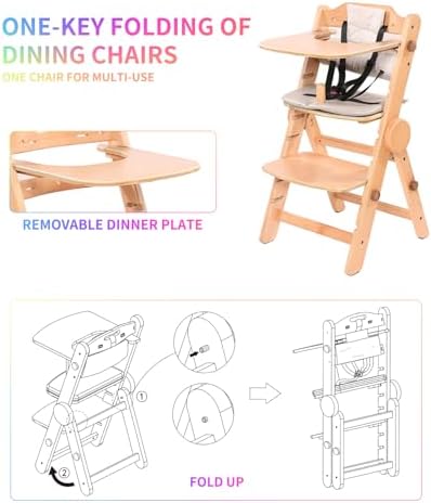 Wooden High Chair for 6+ Months to 300 Lb, Folding - Image 4