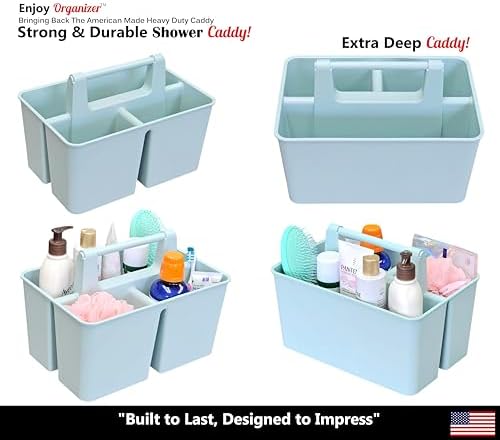 Shower Caddy Organizer with Handle, 3 Compartments, Portable Storage Bin - Image 2
