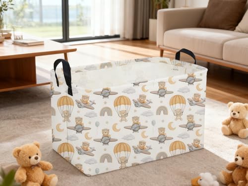 Sanjiaofeng Rectangular Kids Basket Bear Storage Bins, Cute Storage Basket - Image 3