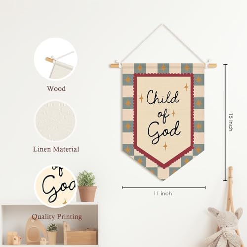 Christian Nursery Decor, Child of God Bible Verse Pennants Banner - Image 7