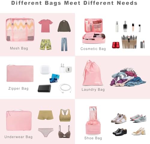 BAGAIL 8 Set Packing Cubes Luggage Packing Organizers - Image 5