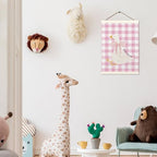 LKETW Pink Plaid Goose Poster Hanger Frame, 12x16 Inch, Preppy Wall Art - Image 4