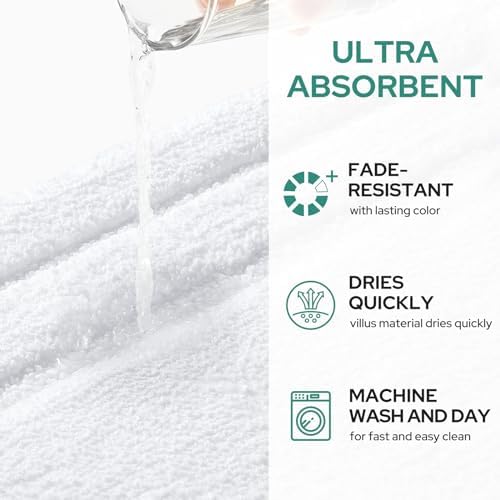HOMEIDEAS Bathroom Rugs Sets 2 Piece, Super Soft Non Slip Bath Mat White - Image 4