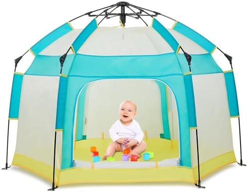 Bend River Baby Playpen with Canopy, Hexagon Toddler Beach Tent by BendRiver