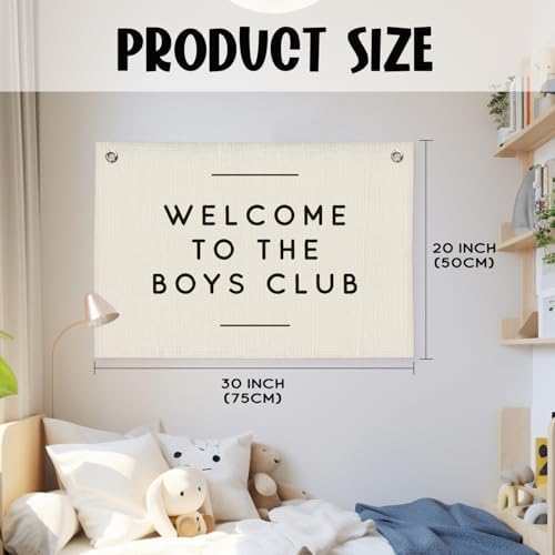Boys Club Banner, Boys Playroom Kids Room Decor, Playroom Essentials, Linen - Image 4