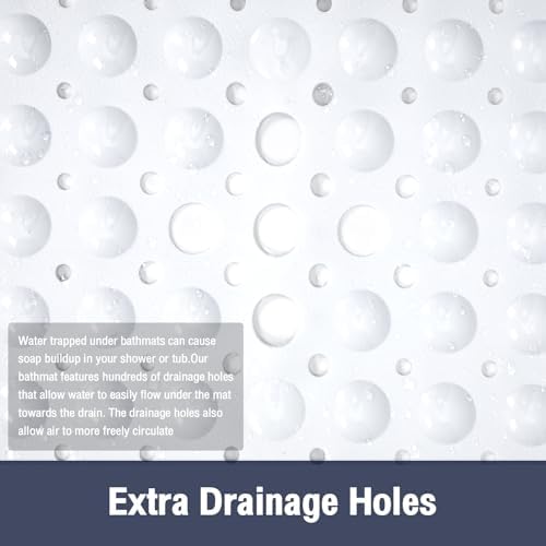 Square Shower Mat Bathtub Mat Tub Bath Mat Non Slip White 21"x21" - Image 4