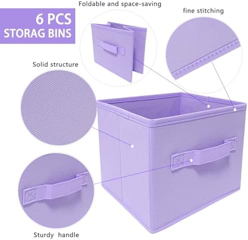 EBIGIC purple storage bins 9.0"x7.5"x7.5", Mini Storage Box Fabirc Foldable - Image 3