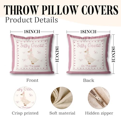 Pink Silly Goose Pillow Cover Toddler Girl Bedroom Decor - Image 2