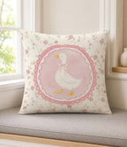 Goose Pillow Cover 18x18 Inch – Vintage Coquette Pink Floral Throw Pillow Case - Image 2