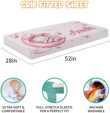 Custom Baby Girl Minky Crib Bedding Set, Elephant Bedding 3 Pcs Set - Image 3