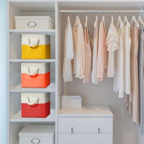 Geiserailie 6 Pcs 11 x 11 Inch Cube Storage Bins Fabric Storage Organizer Bins - Image 4