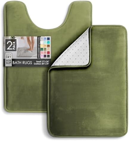 Clara Clark 2 Piece Bathroom Rugs, Velvet Memory Foam Bath Mat Set, Non-Slip - Image 3