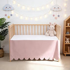 Shunjie.Home Scallop Edge Crib Skirt Pink, 100% Egyptian Cotton 400 Thread - Image 7