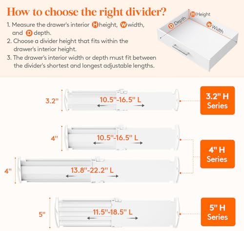 Lifewit 5" Tall Drawer Dividers, Adjustable Deep Drawer Organizer Clothes - Image 3
