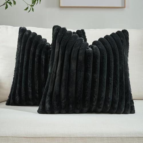 FUTEI Pack of 2 Faux Fur Throw Pillow Covers 28x28 Inch by FUTEI