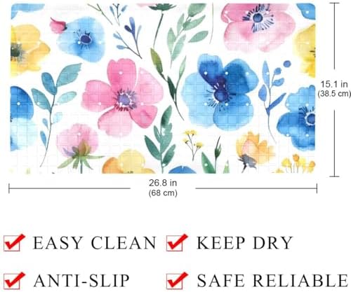 Shower Mat Non Slip, Florals Watercolor Anti Slip Bath Mat - Image 4