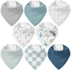 8 Pack Muslin Baby Bandana Bibs by CivaruaKids