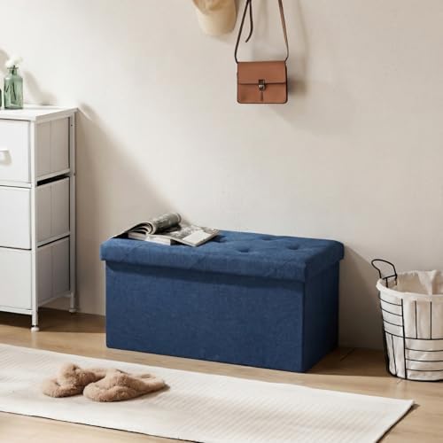 DUMOS 30 Inch Folding Storage Ottoman Bench, Large Hidden Storage Chest - Image 7