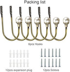 6 Pack Curtain Holdbacks Wall Mounted Curtain Tiebacks Hooks Plastic Pearl U - Image 3