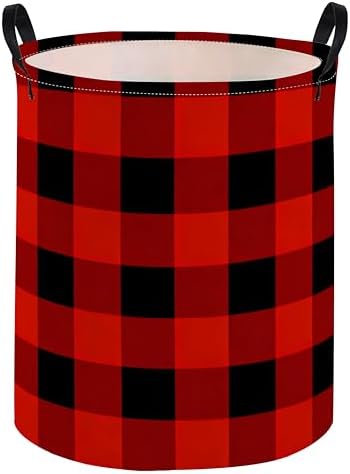 Kids Laundry Basket Red grid Hamper by DDBASKET