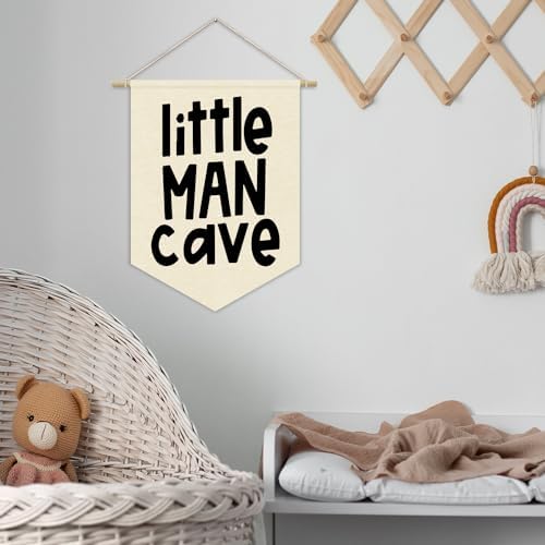 Playroom Decor, Little Man Cave Canvas Banner, Boys Room Wall Hanging Pennant - Image 7
