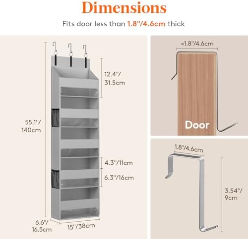 Lifewit 1 Pack Over the Door Organizer, 5 Section Hanging Storage - Image 2