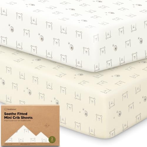 2pk Mini Crib Sheets Fitted 38x26 Pack N Play Mattress Sheet by KeaBabies