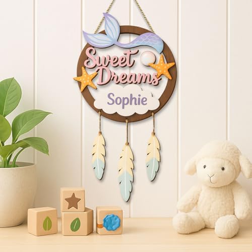 Mermaid Dreamcatcher Custom Wooden Signs – Custom Ocean Theme Wood Wall Art - Image 4
