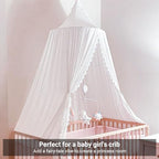 OldPAPA Kids Bed Canopy with Pom Pom Hanging Mosquito Net - Image 5