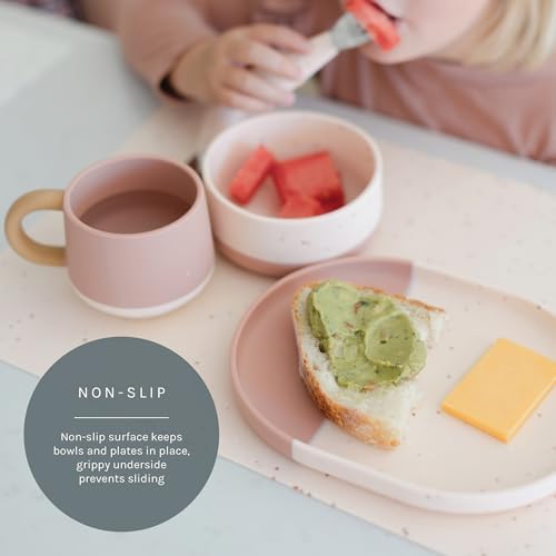 Yeah Baby Goods Silicone Toddler Placemat, Blush Speckle - Image 3