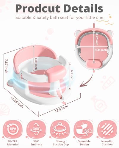 ONTHEWEI Baby Bath Seats for Babies Sitting Up, Non-Slip Baby Bathtub - Image 2